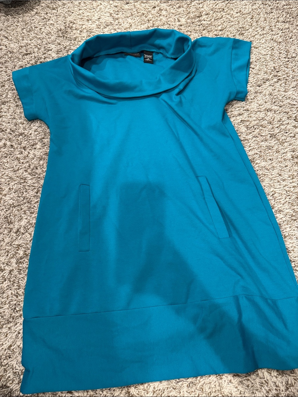 New York & Company Teal Stretch Knit Shift Dress